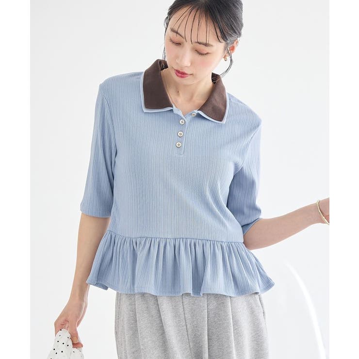 ダブル衿ペプラムプルオーバー | earth music&ecology  | 詳細画像2 