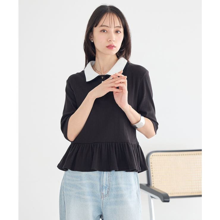 ダブル衿ペプラムプルオーバー | earth music&ecology  | 詳細画像8 