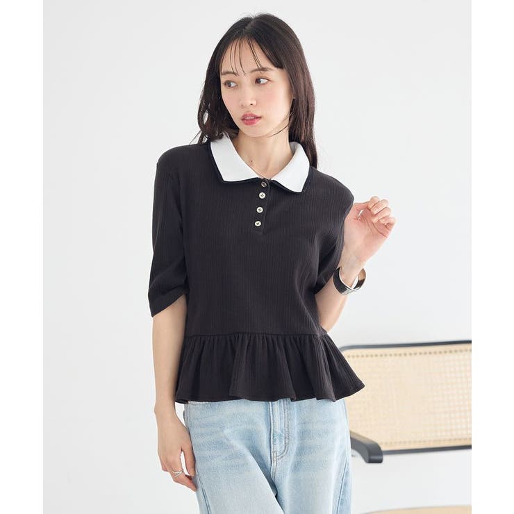 ダブル衿ペプラムプルオーバー | earth music&ecology  | 詳細画像9 