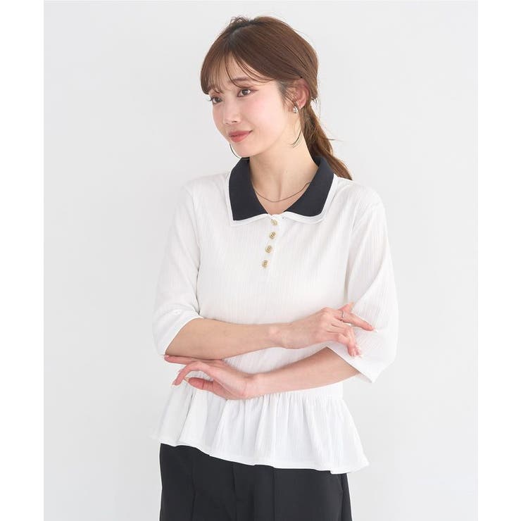 ダブル衿ペプラムプルオーバー | earth music&ecology  | 詳細画像16 