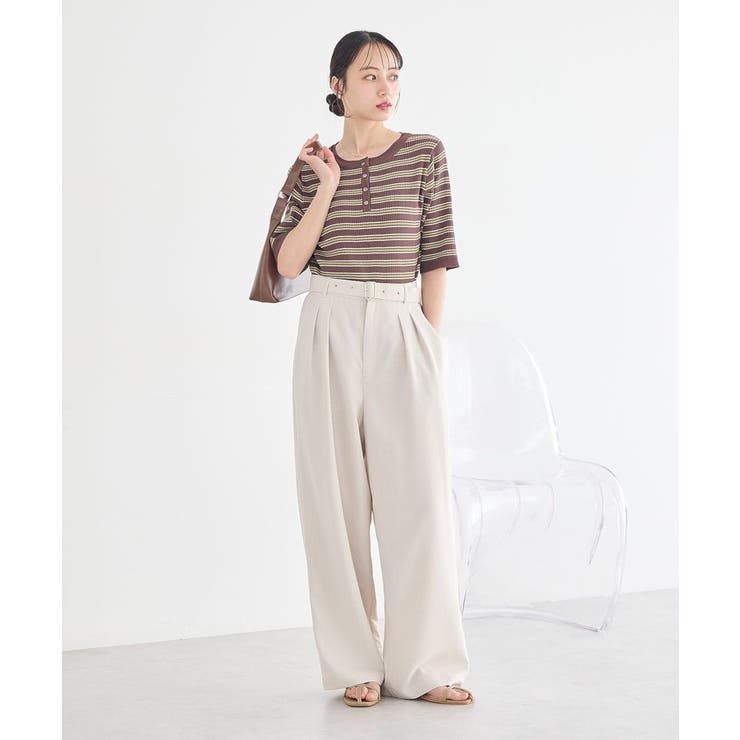 ヘンリーネック半袖ニットプルオーバー | earth music&ecology  | 詳細画像11 