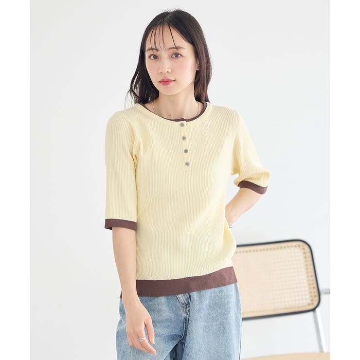 ヘンリーネック半袖ニットプルオーバー | earth music&ecology  | 詳細画像14 