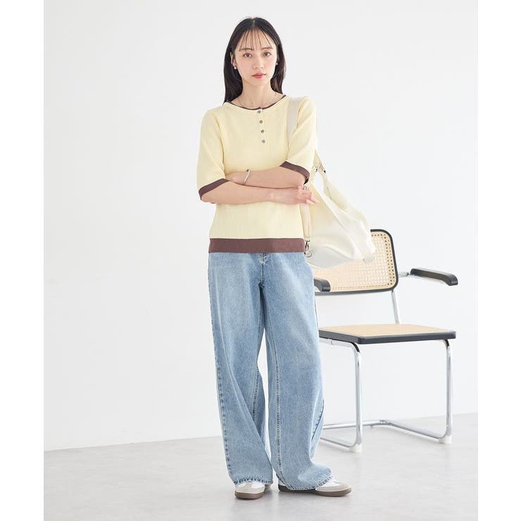 ヘンリーネック半袖ニットプルオーバー | earth music&ecology  | 詳細画像16 