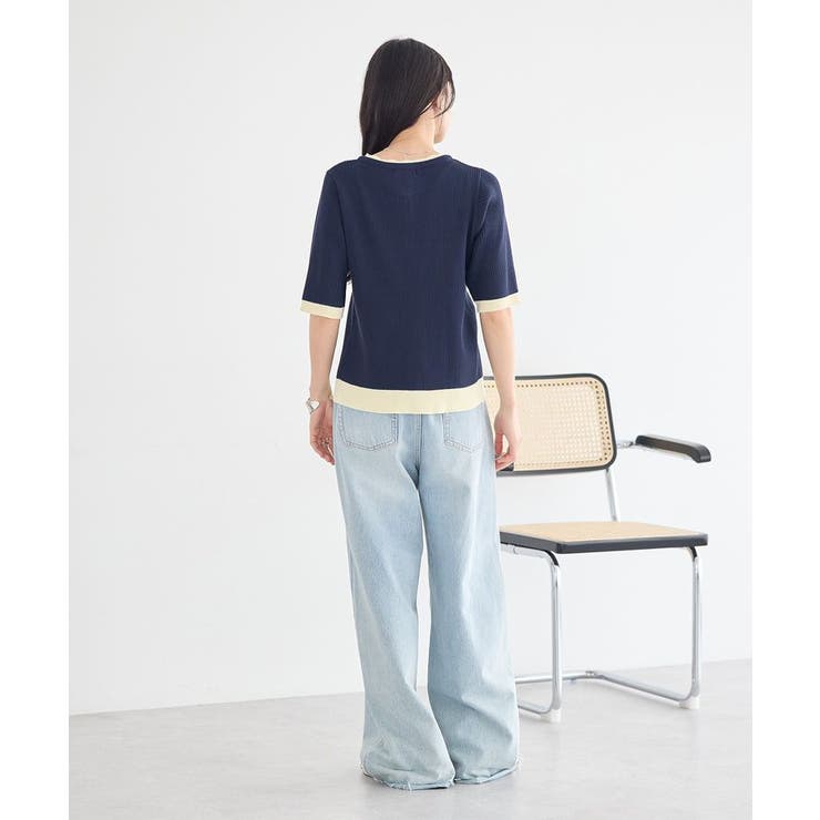 ヘンリーネック半袖ニットプルオーバー | earth music&ecology  | 詳細画像8 