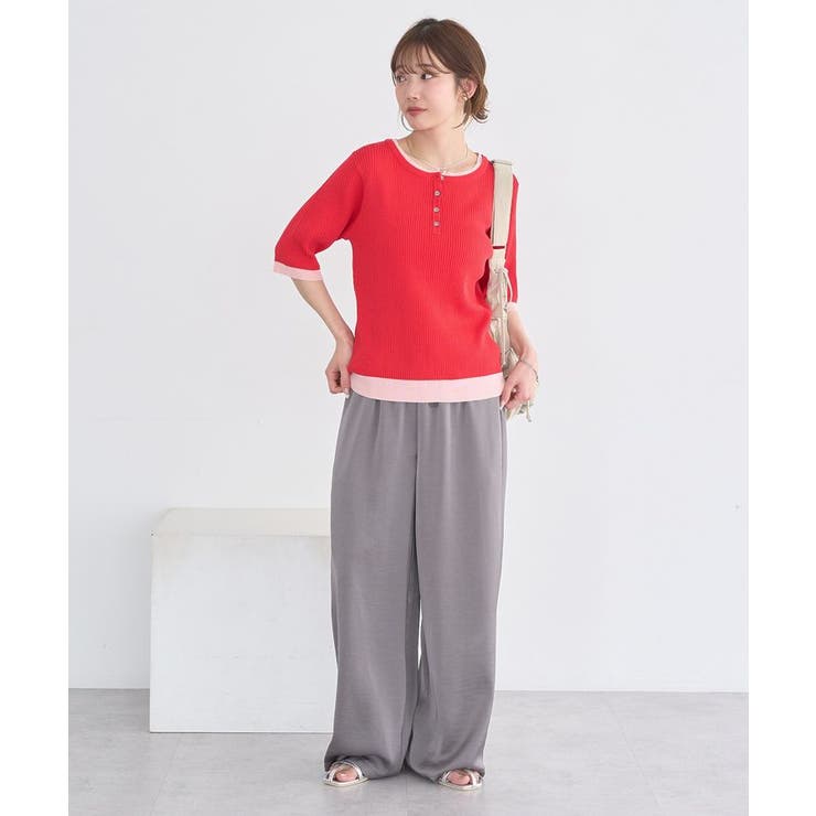 ヘンリーネック半袖ニットプルオーバー | earth music&ecology  | 詳細画像24 