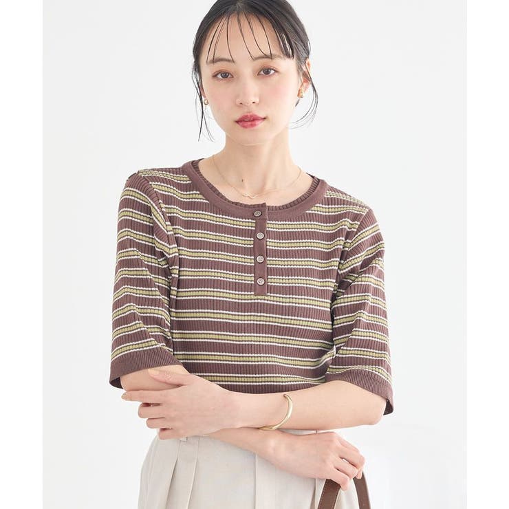 マルチ | ヘンリーネック半袖ニットプルオーバー | earth music&ecology 