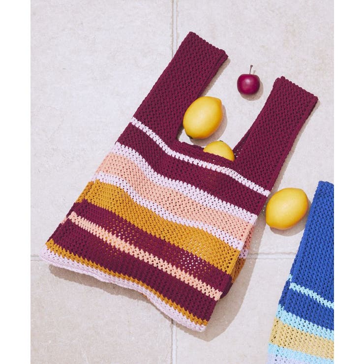 レッド | マルチボーダーニットバッグ | earth music&ecology 