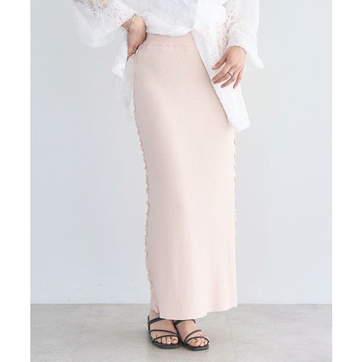 ライトピンク | サイドメローリブニットスカート | earth music&ecology 