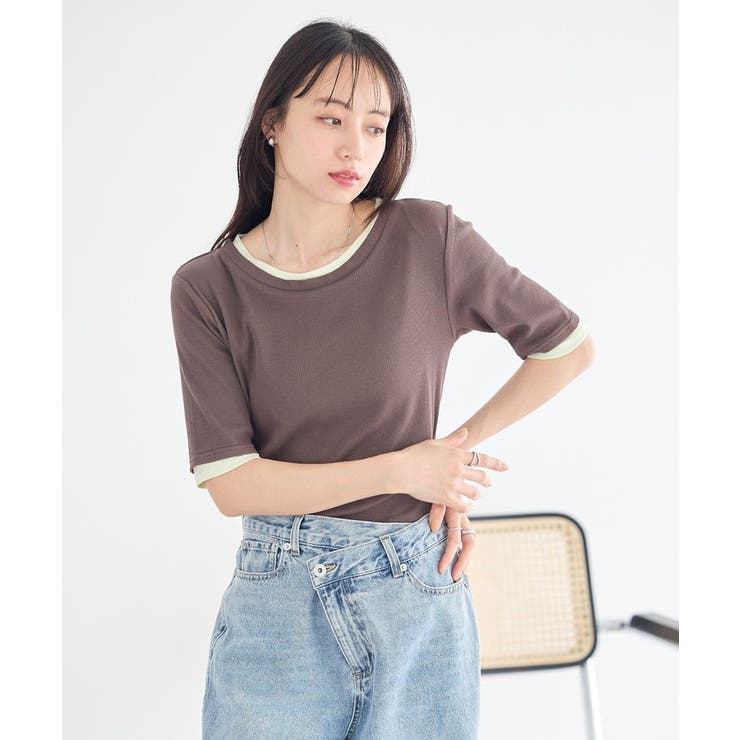 レイヤードライクバイカラープルオーバー | earth music&ecology  | 詳細画像4 