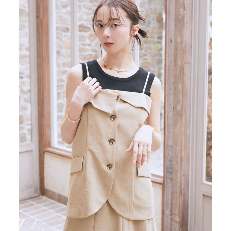 【セットアップ対応】フラップボタンビスチェ | earth music&ecology  | 詳細画像1 