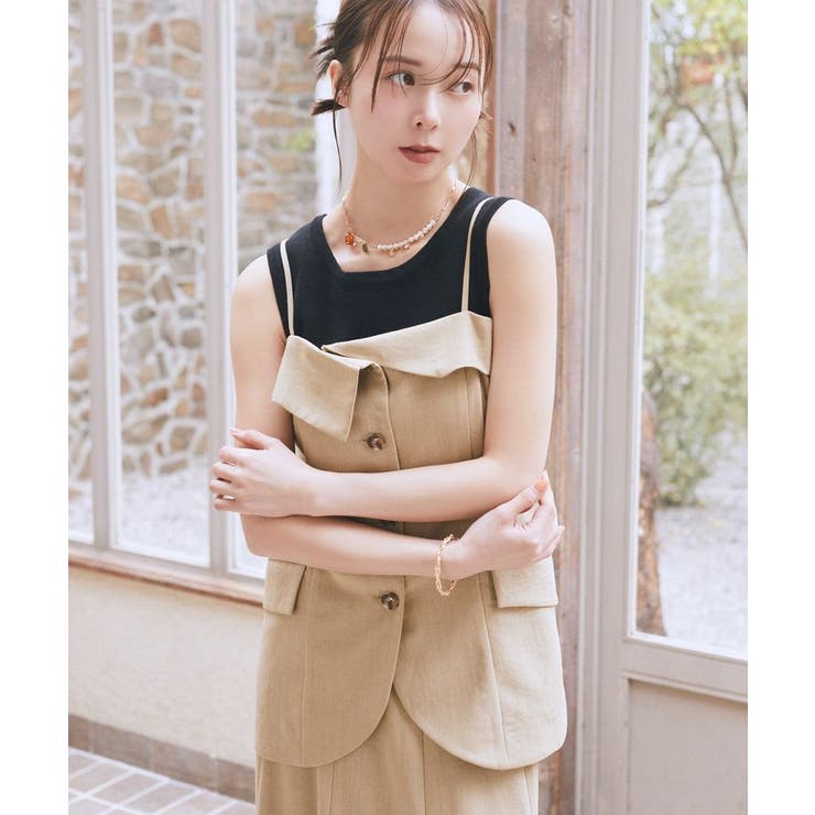 【セットアップ対応】フラップボタンビスチェ | earth music&ecology  | 詳細画像2 