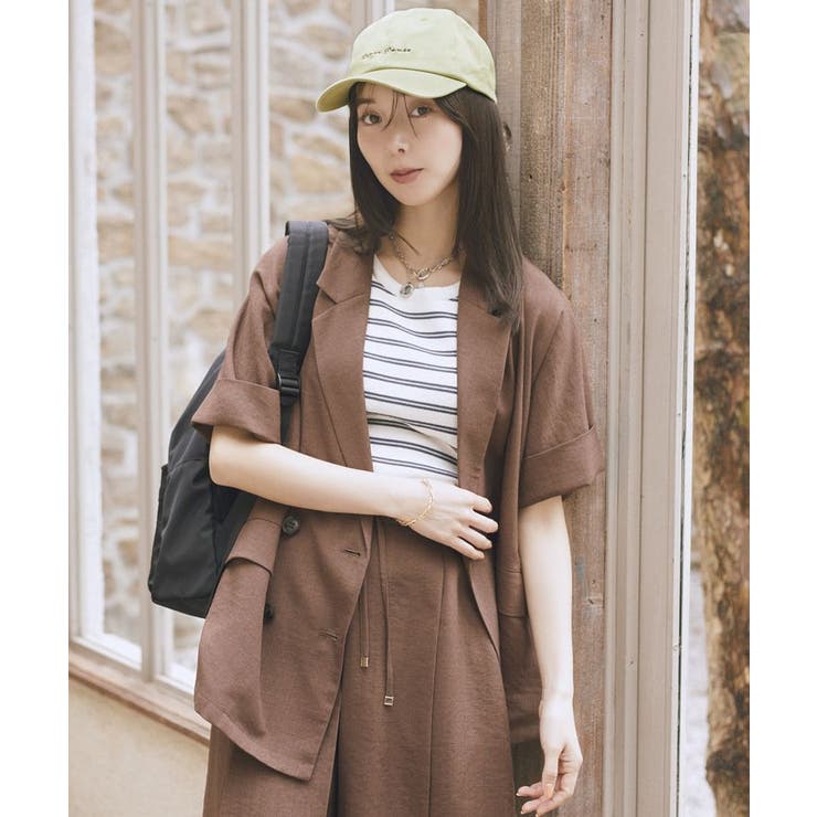 【セットアップ対応】リネンライクダブルジャケット | earth music&ecology  | 詳細画像12 