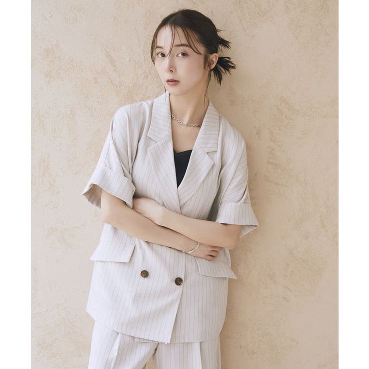 【セットアップ対応】リネンライクダブルジャケット | earth music&ecology  | 詳細画像16 