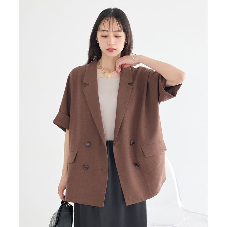 【セットアップ対応】リネンライクダブルジャケット | earth music&ecology  | 詳細画像2 