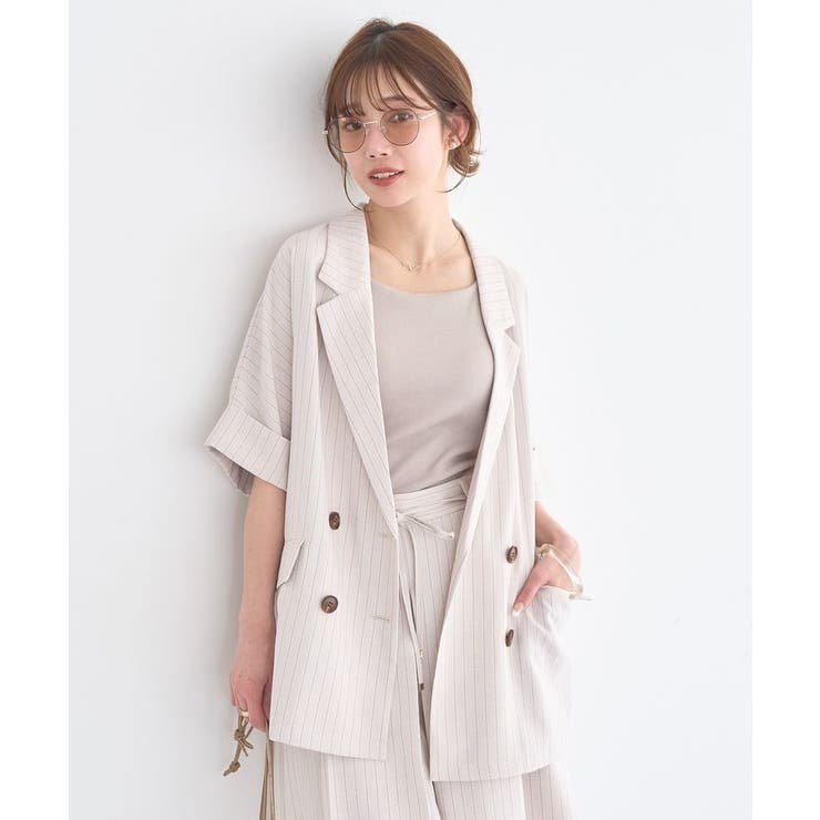 【セットアップ対応】リネンライクダブルジャケット | earth music&ecology  | 詳細画像24 