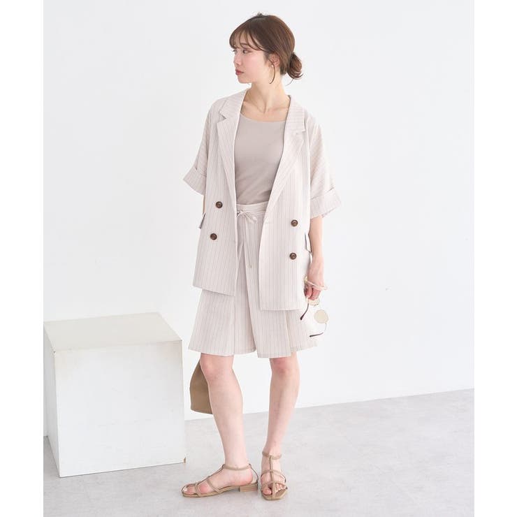 【セットアップ対応】リネンライクダブルジャケット | earth music&ecology  | 詳細画像25 