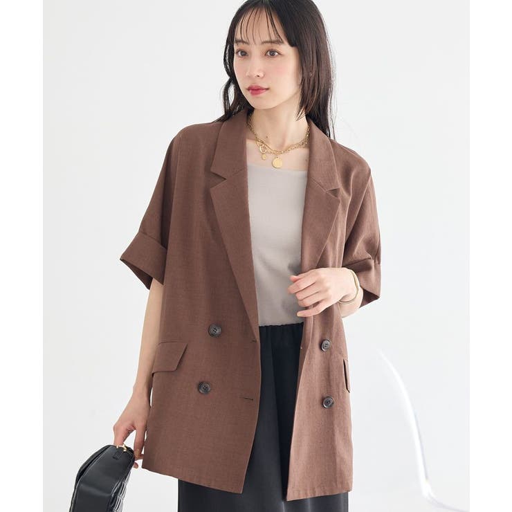 【セットアップ対応】リネンライクダブルジャケット | earth music&ecology  | 詳細画像3 