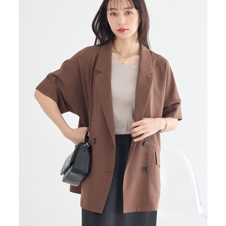 【セットアップ対応】リネンライクダブルジャケット | earth music&ecology  | 詳細画像4 