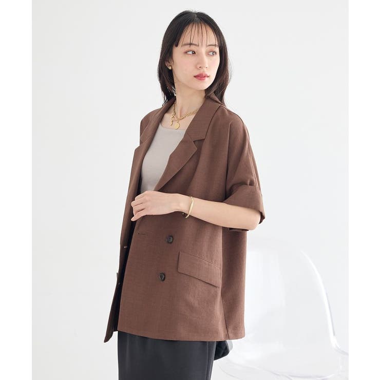 【セットアップ対応】リネンライクダブルジャケット | earth music&ecology  | 詳細画像5 