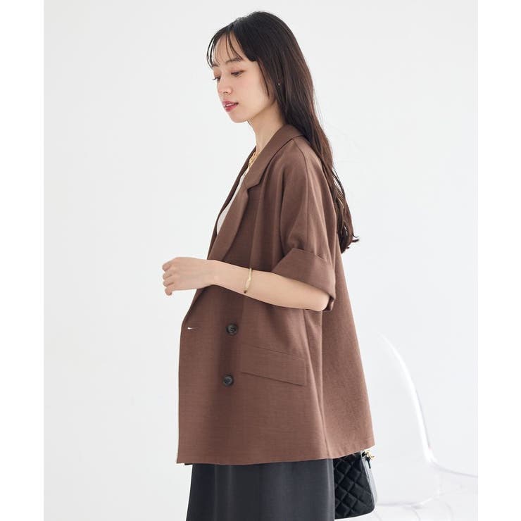 【セットアップ対応】リネンライクダブルジャケット | earth music&ecology  | 詳細画像6 