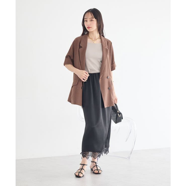 【セットアップ対応】リネンライクダブルジャケット | earth music&ecology  | 詳細画像8 