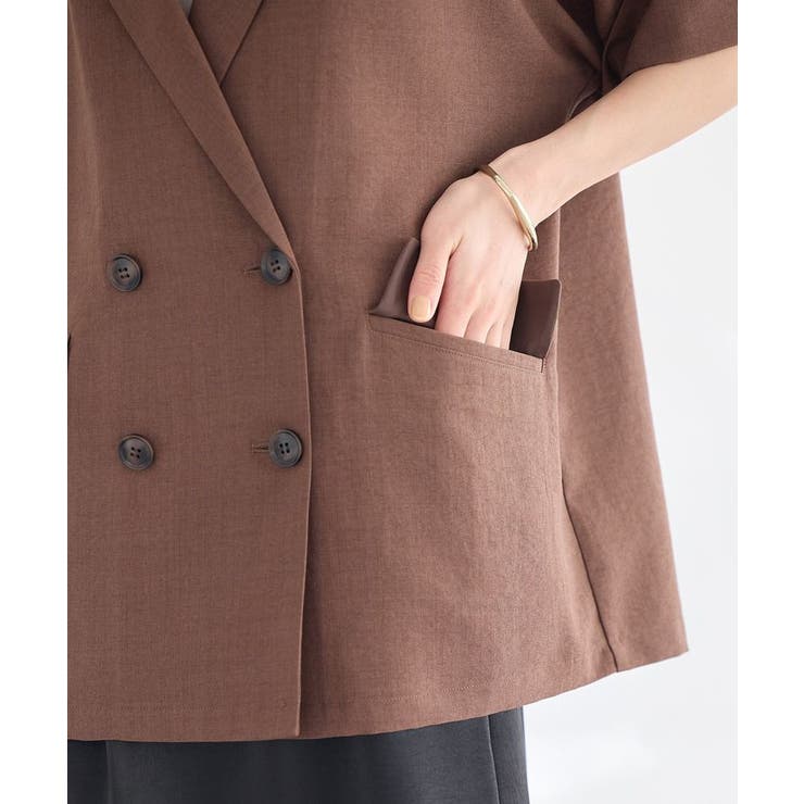 【セットアップ対応】リネンライクダブルジャケット | earth music&ecology  | 詳細画像33 