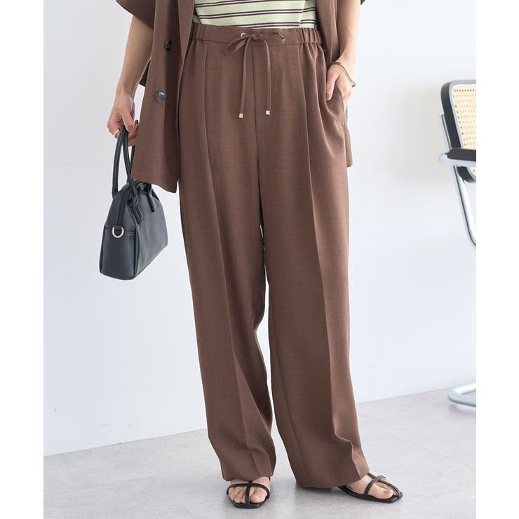 ブラウン | 【セットアップ対応】リネンライクリラックスパンツ | earth music&ecology 