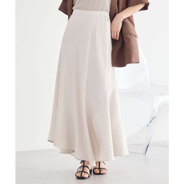 ストライプアイボリー | 【セットアップ対応】キリカエフレアスカート | earth music&ecology 