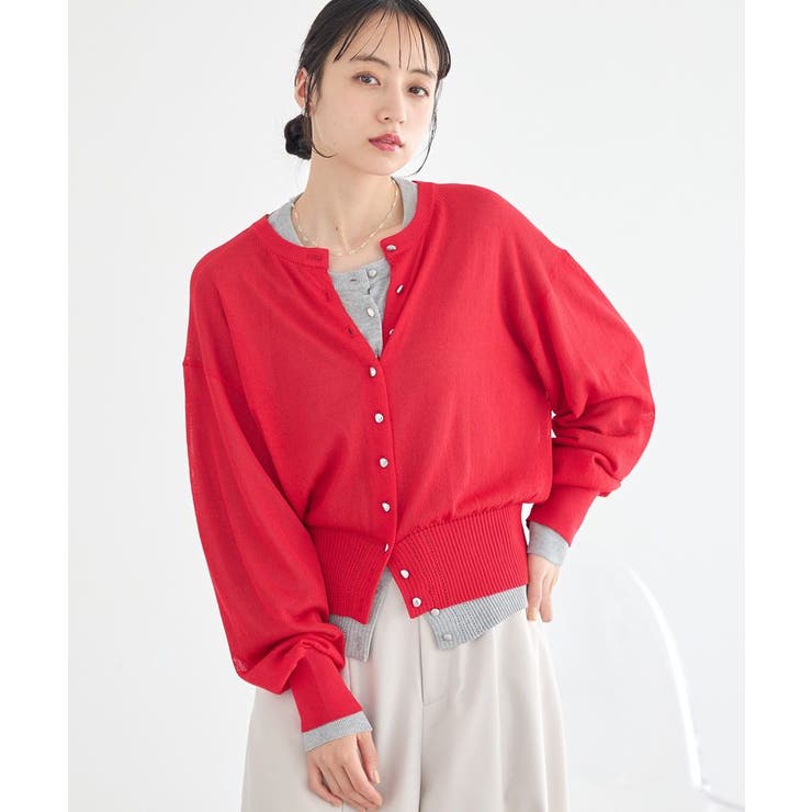 【接触冷感】ボタンアソートクルーネックカーディガン | earth music&ecology  | 詳細画像1 
