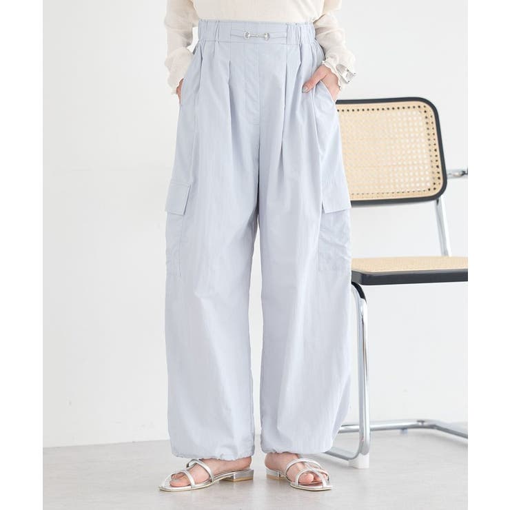 サックスブルー | ビットパーツ付きカーゴパンツ | earth music&ecology 