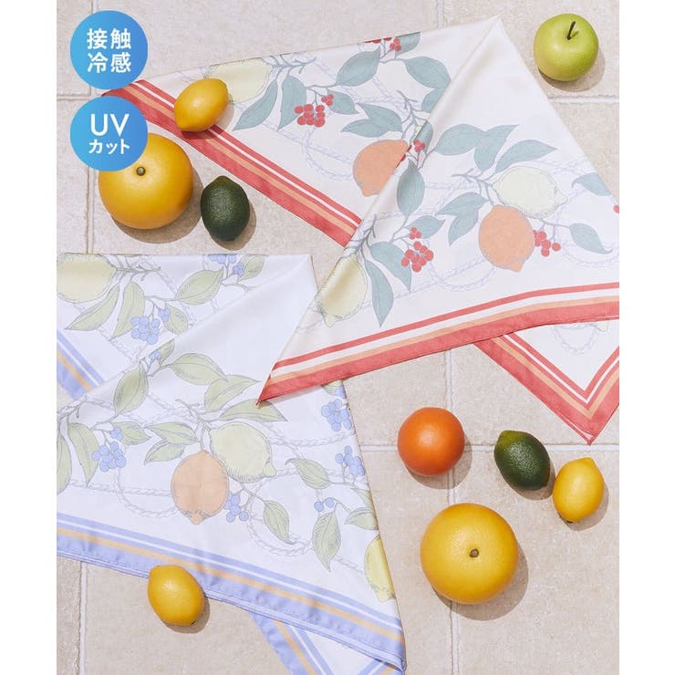 【接触冷感】UV対策フルーツ柄スカーフ | earth music&ecology  | 詳細画像1 