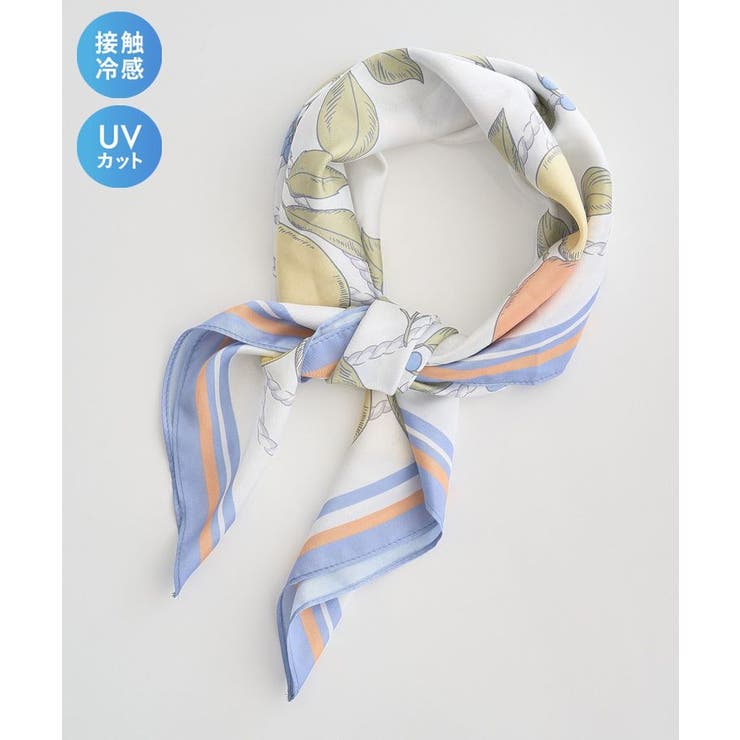 ブルー | 【接触冷感】UV対策フルーツ柄スカーフ | earth music&ecology 