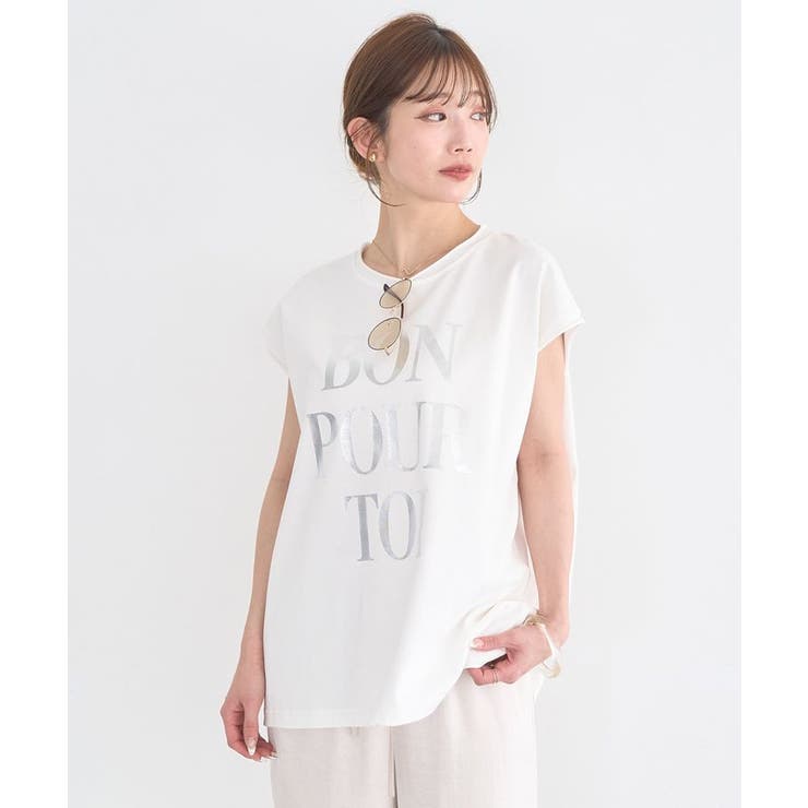 フレンチスリーブプリントTシャツ | earth music&ecology  | 詳細画像6 