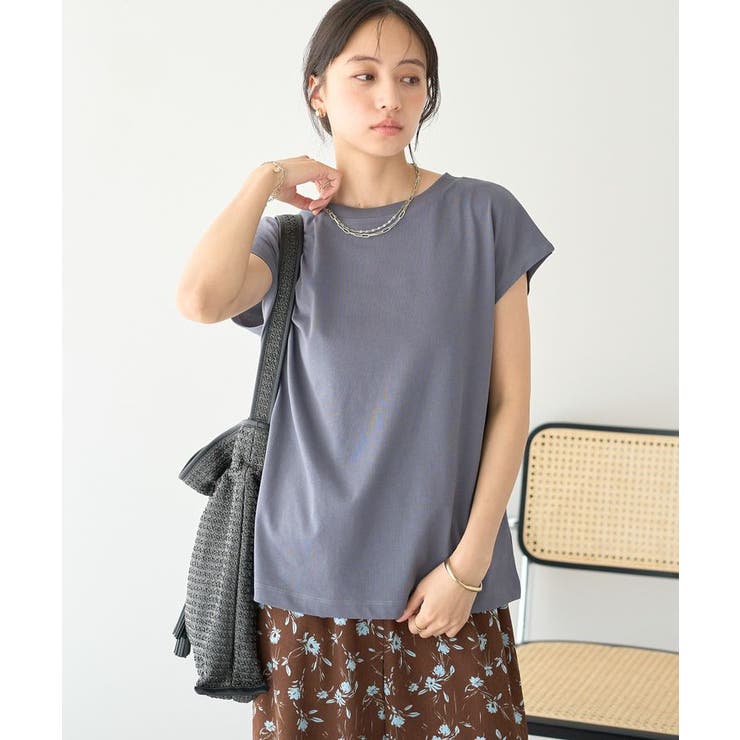 チャコールグレー | 【遮熱・接触冷感・UVカット】フレンチスリーブTシャツ | earth music&ecology 
