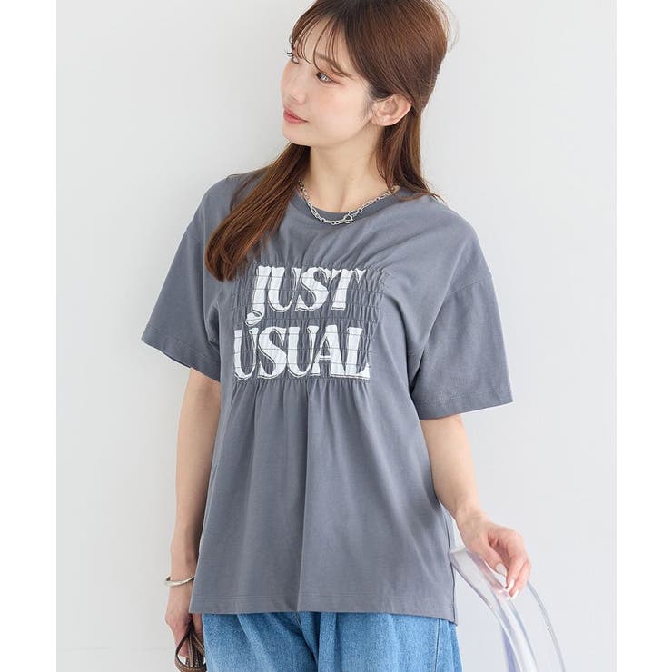 チャコールグレー | シャーリングロゴTシャツ | earth music&ecology 