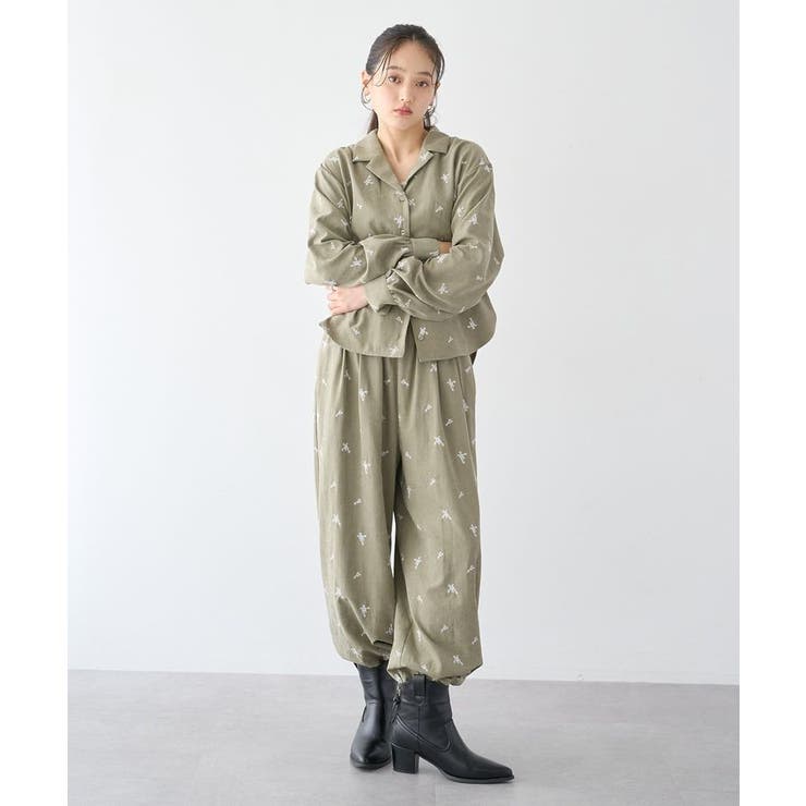 総刺繍リラックスストレートパンツ | earth music&ecology  | 詳細画像6 