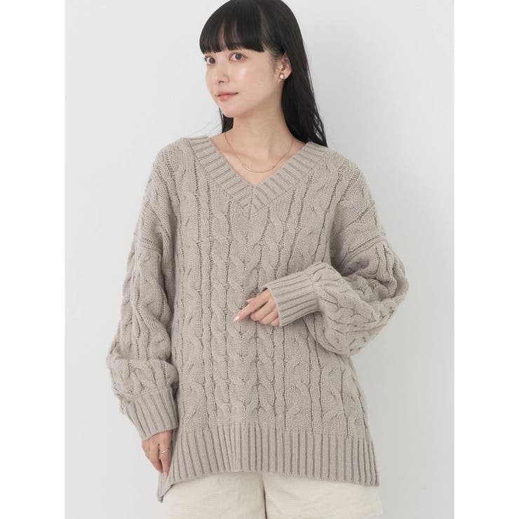 ツイストケーブルシフォンニットプルオーバー 畦編みハイネックニットプルオーバー LE SOUK HOLIDAY｜クロスプラス
