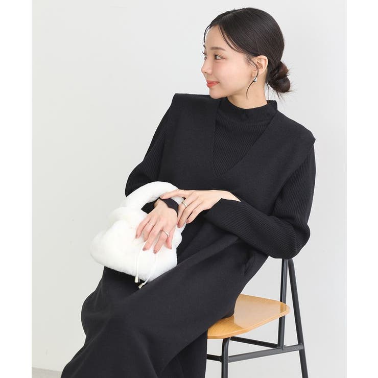 Set2点ハイネックプルオーバー+ニットワンピース[品番：EMEW0047061