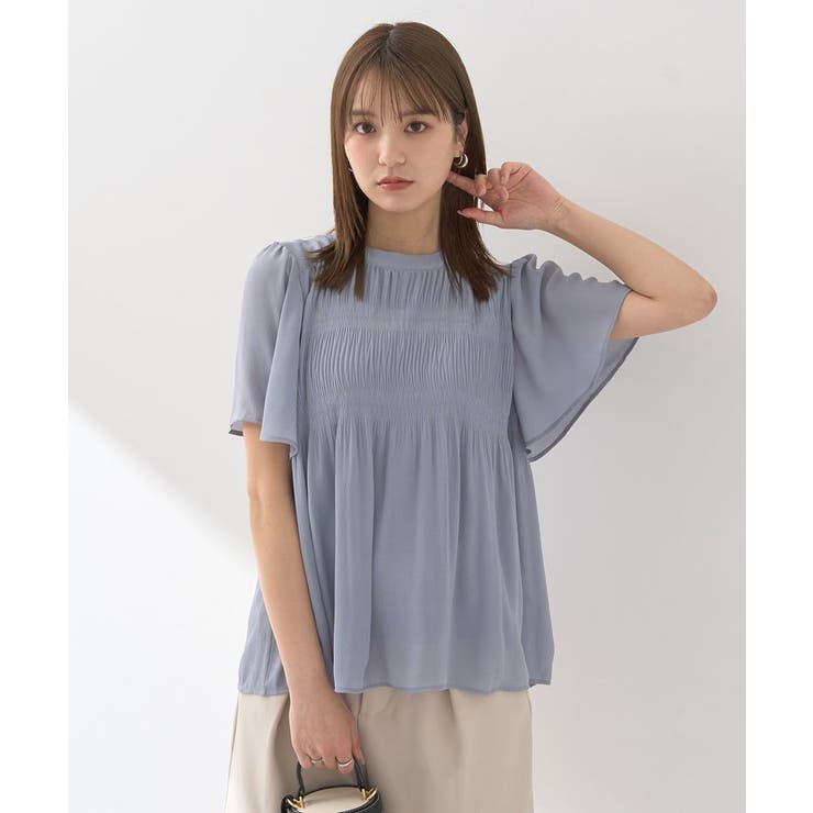 マジョリカプリーツ半袖ブラウス | earth music&ecology  | 詳細画像12 