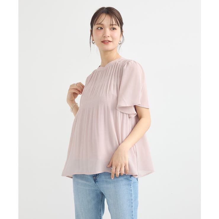 マジョリカプリーツ半袖ブラウス | earth music&ecology  | 詳細画像32 