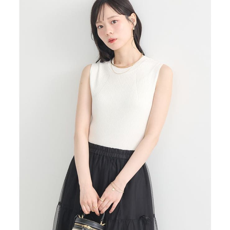 アイボリー | ランダムリブノースリーブニット | earth music&ecology 