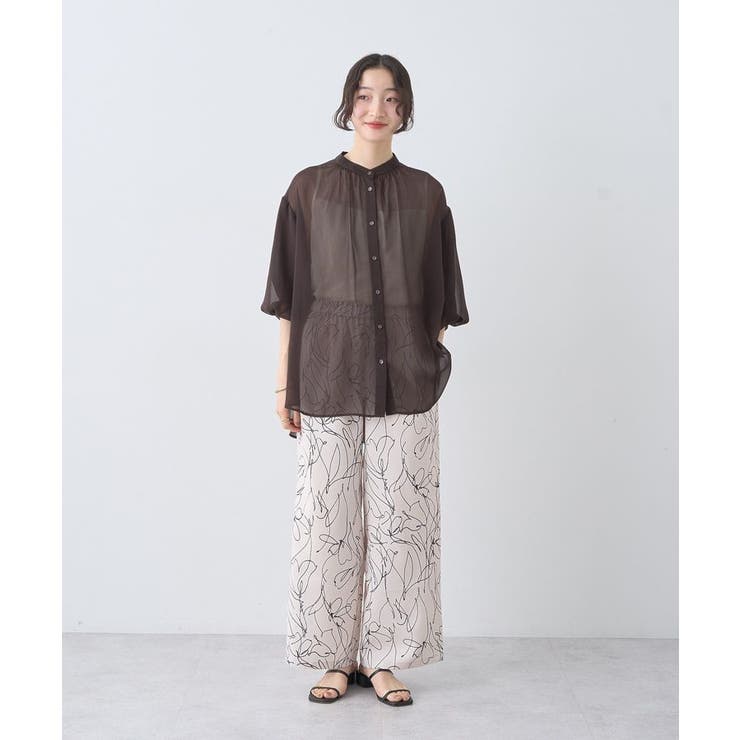 バルーンスリーブシアーシャツ | earth music&ecology  | 詳細画像12 