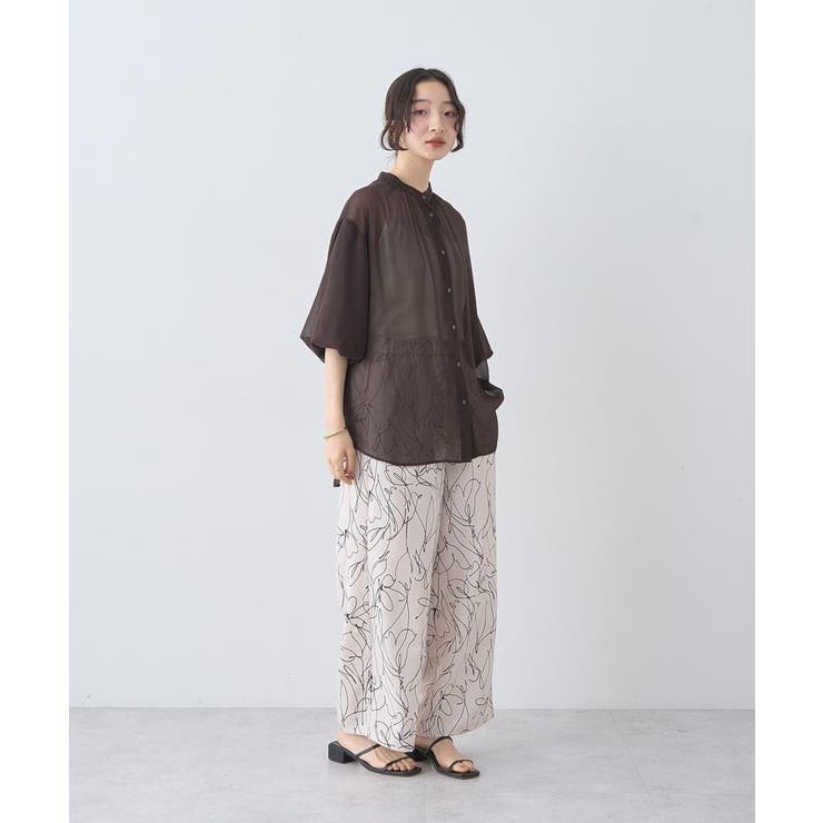 バルーンスリーブシアーシャツ | earth music&ecology  | 詳細画像13 