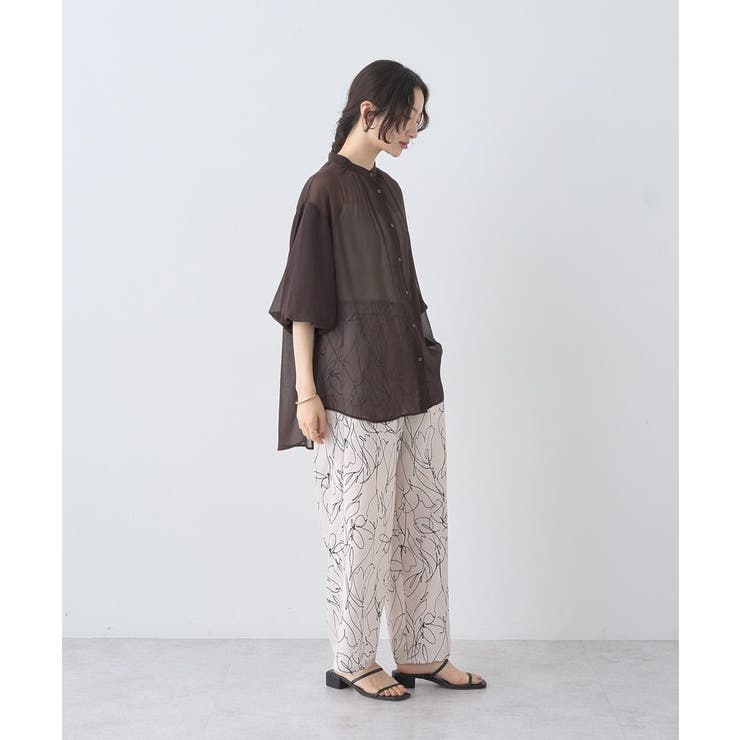 バルーンスリーブシアーシャツ | earth music&ecology  | 詳細画像14 