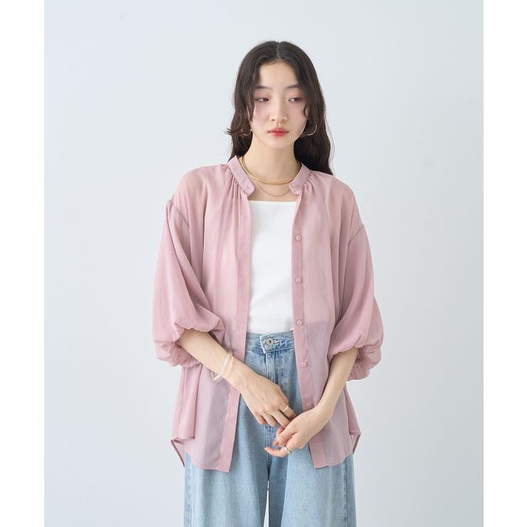 バルーンスリーブシアーシャツ | earth music&ecology  | 詳細画像2 