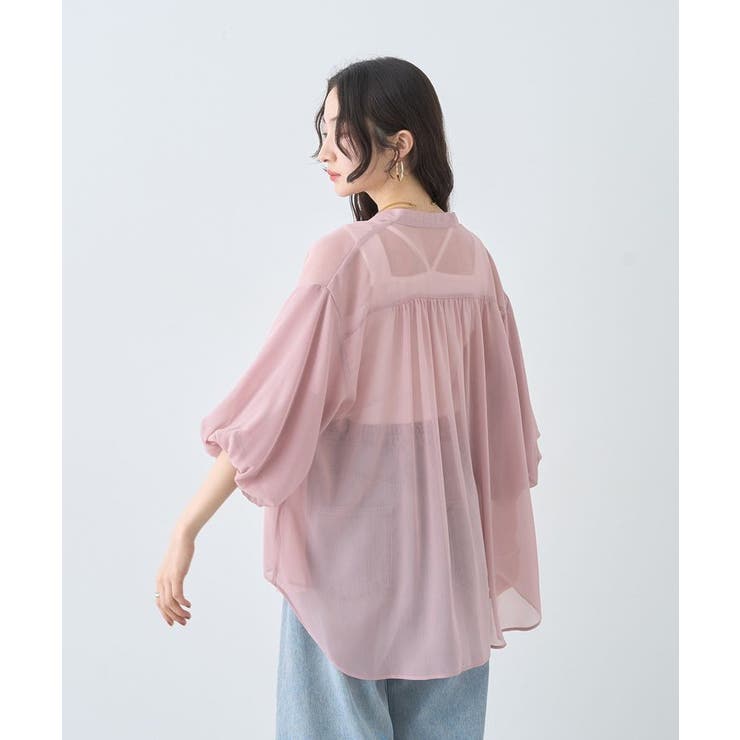 バルーンスリーブシアーシャツ | earth music&ecology  | 詳細画像6 