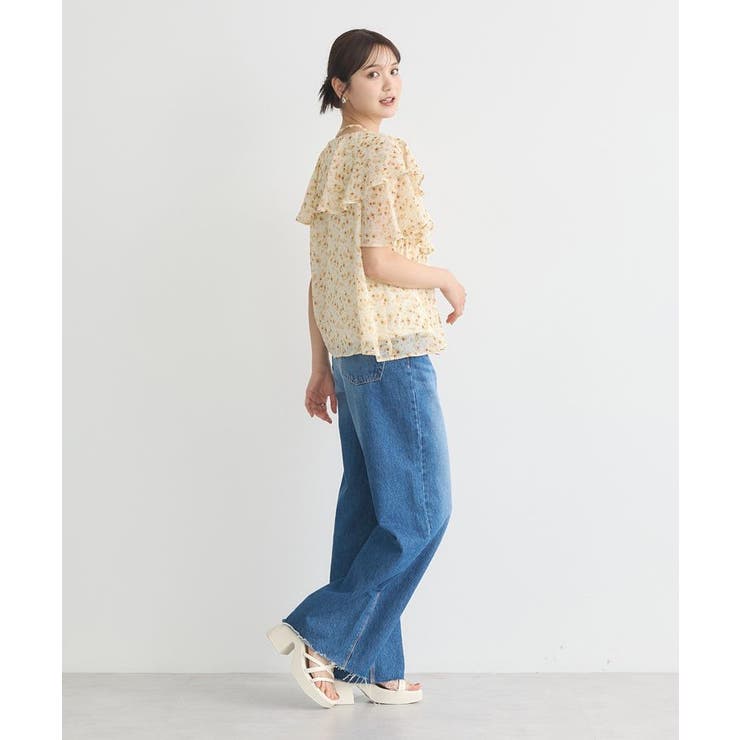 チョーカー付き楊柳ラッフルブラウス | earth music&ecology  | 詳細画像18 