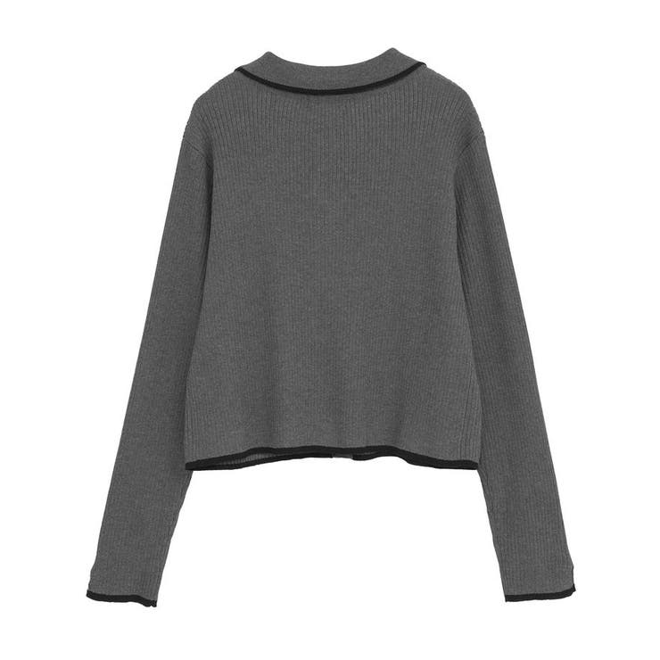 WEB限定】バイカラートリムニットカーディガン[品番：EMEW0049896