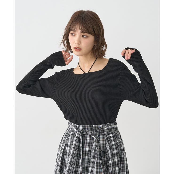 スクエアホルターネックリブプルオーバー | earth music&ecology  | 詳細画像18 