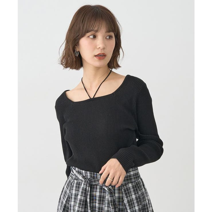 スクエアホルターネックリブプルオーバー | earth music&ecology  | 詳細画像19 